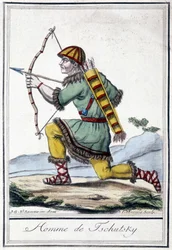 Illustratie van een Russische jager (Tschutsky) in de 19e eeuw