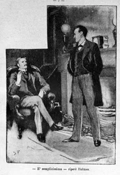 Illustratie van het boek Sherlock Holmes. Eind 19e eeuw.