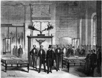 Inhuldiging van het Gallo-Romeins Museum in het Kasteel Saint Germain en Laye door Napoleon III (Charles Louis Napoleon Bonaparte)