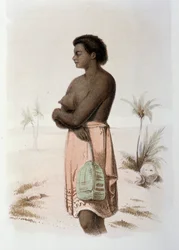 Inheemse Tonga van Oceanië - in "First swedish circumnavigation" door Skogman Carl Johan Alfred, ed. Stockholm, Adolf Bonnier