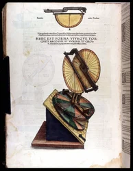 Instrument van astronomie - in “Astronomicon caesarum”, verhandeling uit de 16e eeuw
