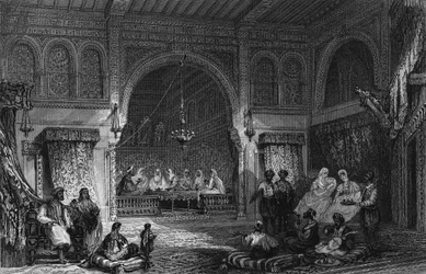 Interieur van een vrouwenkamer in Algiers