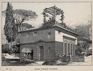 Italiaans Romeins huis - gravure uit 1889 in 