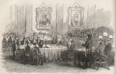 Jean-Jacques Berger (1790-1859) prefect van de Seine, kondigt de stemmen voor het keizerrijk aan de burgemeesters van de arrondissementen van Parijs aan