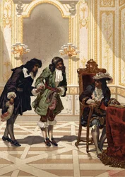 Jean Baptiste Colbert (1619-1683) presenteert Jean Dominique Cassini (1625-1712), Franse astronoom. naar "La Ciencia y sus Hombres" door Louis Figuier. Barcelona 1881