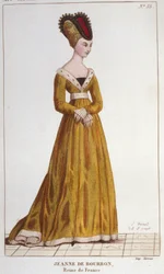 Jeanne de Bourbon (1338-1378). Koningin van Frankrijk van 1364 tot 1378. Gravure uit 1830