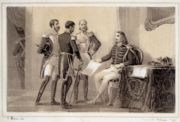 Joachim Murat (1767-1815) die zijn generaals het programma aan de Italianen presenteerde - in 