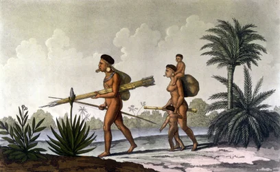 Kerengnatnuck, hoofd van de Botocudos, en zijn familie (Brazilië) - in 