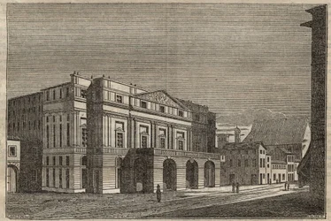 La Scala in Milaan - Uitzicht op het theater van La Scala in Milaan, Italië - (Teatro alla Scala Milano) - 1837