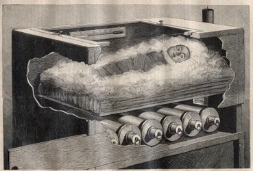 De kunstmatige moederschap: een kinderincubator - Gravure in 