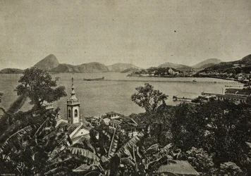 Strand van Lapa, Rio de Janeiro, Brazilië, gravure van foto door Vittorio Boron uit L