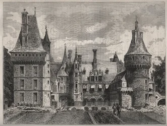 Het kasteel van Maintenon, Eure et Loir, Centre, Frankrijk gravure uit de 19e eeuw