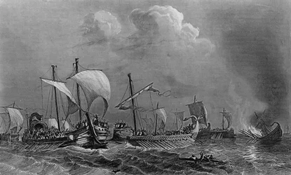 De slag bij Salamis en de nederlaag van Xerxes, 5e eeuw. In 