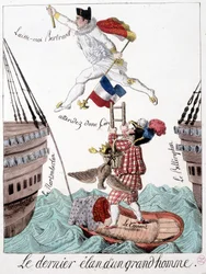 De laatste opwelling van een groot man: karikatuur van Napoleon en Generaal Bertrand - in "Napoleon 1er, karikaturen, dummy collectie", Parijs