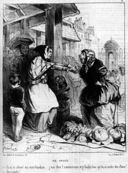 Les Halles - Ruzieënde koopvrouwen bij de Halles de Paris, - in 