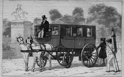 Les Omnibus de Paris in de 19e eeuw: Caroline - gravure uit 1892