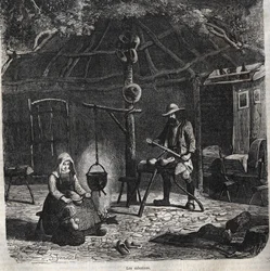 De klompenmakers. gravure 19e eeuw