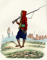 Lichte infanterie van Emir Abd-el-Kader, weerstand van het Franse leger van Afrika tijdens de expeditie naar Algiers in 1830. In 