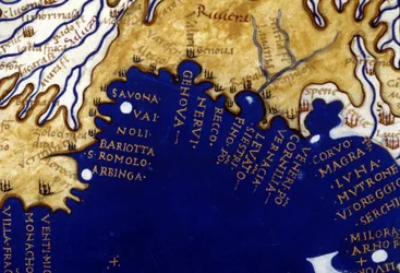 Ligurië. Atlas manuscript uit de 15e eeuw Berlinghieri.