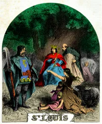 Lodewijk IX (Saint Louis 1214-1270) die recht spreekt onder een eik