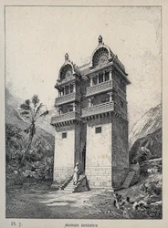 Hindoe huis - gravure van 1889 in 