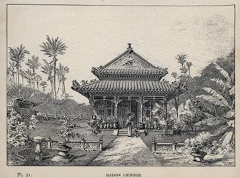 Maison Chinoise - (Chinees huis) - gravure uit 1889 in 