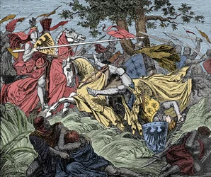 Manfred gedood in de strijd - Slag bij Benevento (26 februari 1266): de dood van Manfred I (van Hohenstaufen)