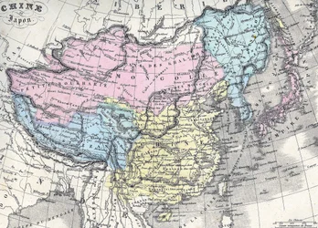 Kaart van China en Japan. Midden 19e eeuw