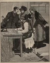 Marqueterie: marqueterie aan het werk. Gravure uit 1885 in 