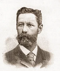 Leden van de Académie Française in 1895: portret van Eugène-Melchior (Eugène Melchior) de Vogüé (1848-1910), Franse schrijver.