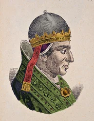 Middeleeuwen: voorstelling van paus Gregorius XI (Gregorio of Gregory) (1329-1378)