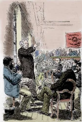 Mikhail Aleksandrovich Bakunin (1814-1876), Russische anarchist op het Bale Congres in Zwitserland in september 1869