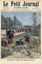 Militaire fietsers bij de grote manoeuvres