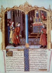 Wonder van Sint Louis: een krijger met krukken (miniatuur in Life and miracles of Saint Louis)