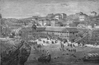Ochtend bij de zeebaden van Biarritz in 1867