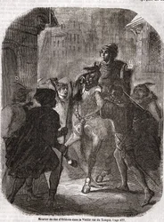 Moord op Lodewijk I van Valois, hertog van Orléans (1372 - 1407) in de Oude Rue du Temple door Jean Sans Peur - in 