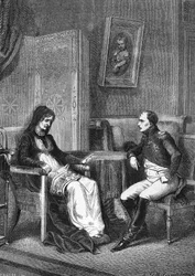 Napoleon I raadpleegt zijn moeder, Laetitia Bonaparte (Letizia Maria Ramolino) (1750-1836) voordat hij Elba verlaat in 1815