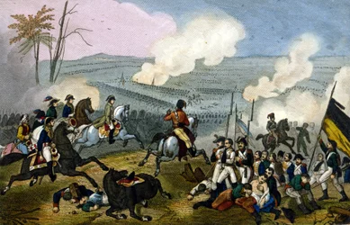 Napoleon bij de Slag bij Marengo, tegen de Oostenrijkers, juni 1800.