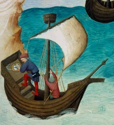 Navigators in de Indische Oceaan georiënteerd met sterren en astrolabium