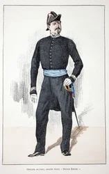 Vredesofficier, Groot Tweede Keizerrijk (1852-1870). Kleurenets, voor illustratie 
