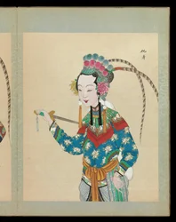 Honderd portretten van personages uit de Peking-opera, eind 19de-begin 20ste eeuw (album van vijftig bladen; inkt, kleur en goud op zijde)