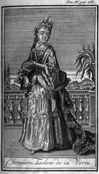 Ridderorden. Chevaliere Escalave van de Deugd in Oostenrijk in de 17e eeuw. In History of military orders or knights, of the secure and routine militias of both sexes, which have been established so far. Editie genomen van Abbe Giustiniani, R.P.Bonani