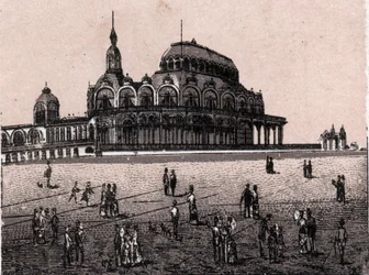 Oostende, België: uitzicht op de Kursaal Digue (Casino). in 