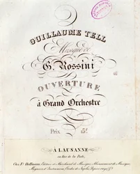 Pagina van muziekpartituur van de ouverture van Wilhelm Tell, opera door Gioacchino Rossini