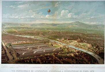 Panoramisch uitzicht op de Wereldtentoonstelling van 1878 in Parijs