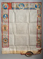 Pauselijke bul. Paus Paulus III, Eucharistisch. Perkament. Miniatuurschilderij. 1535.