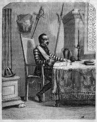 Pascal Paoli (1725-1807), Corsicaanse patriot in zijn studio. In "Pasquale Paoli ossia la rotta di Pontenuovo" door F.D. Guerrazzi. 1872