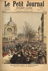Patriottische demonstratie in Parijs, voor het vertrek van het 200e regiment naar Madagaskar. Gravure in 