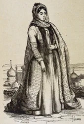 Perzië (19e eeuw). Maatschappij. Perzische vrouw. Gravure
