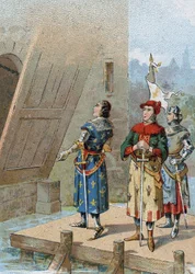 Filips VI van Valois (1293-1350), koning van Frankrijk voor het kasteel van Broye op 26 augustus
